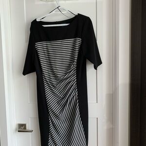 Elegant Black and White Striped Dress